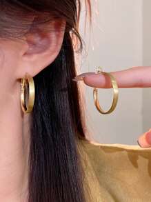 1 par de pendientes de aro redondos minimalistas, diseño único con aire elegante de alta gama, de moda y versátil