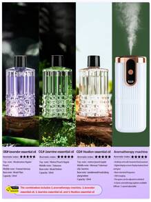 Máquina de aromaterapia con temporizador para uso doméstico, mini difusor de aceites esenciales de aromaterapia de ABS silencioso para el dormitorio, recargable, montado en la pared, automático para desodorizar el baño, ambientador eléctrico para oficina y coche, 5 modos de funcionamiento, 6 aceites esenciales con luces de ambiente de colores.