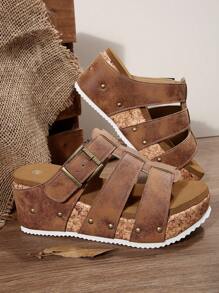 Plus Size Women Summer Open Toe Casual Thick Bottom Platform Wedge Sandals