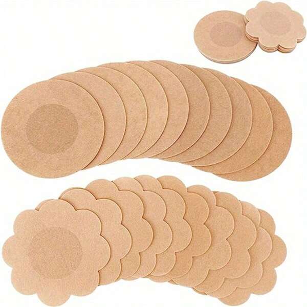 10pcs Soft Round Disposable Nipple Pasties, Seamless Sexy Intimate Breast Petals For Women