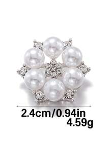 4pcs Elegant Rhinestone Faux Pearl Buttons, Suitable For Women's Shirts And Dresses - No-Sew Cufflinks, Gold/Silver Gray - Multicolor - View 19