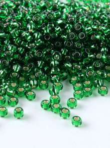 GO2CJBEADS 10 جرام متعدد الألوان حبيبات زجاجية دائرية بقطر 2 مم بخط فضي للاستخدام في صناعة الأساور DIY