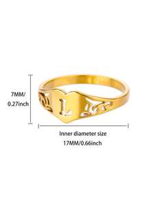 复古不锈钢首字母多尺寸戒指，18K 镀金防褪色女士情侣戒指，字母婚礼金饰，派对度假配饰礼物 - 字母 - 查看 36