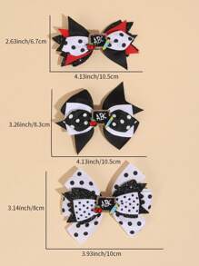2 件/包 返校波点蝴蝶结、ABC 黑板树脂发饰、女孩蝴蝶结发夹 - 彩色 - 查看 5