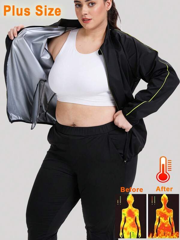 1PC Sauna Jacket For Women Long Sleeve Zipper Sweat Suits Workout Gym