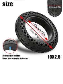 GLDYTIMES 60/70-6.5 Scooter Tire Solid: 10x2.5 Tubeless Tires Replacement For Segway Ninebot MAX G2 G30 G30LP Gotrax G5 G6 Yume Electric Scooter,10 Inch 10x2.50-6.5 Front Rear Honeycomb Wheels 2 Pcs - 黑色 - 查看 2