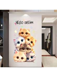 1pc Wall Stickers Cute Cat Stickers 17.7*11.8 Inches Waterproof Dustproof PVC Stickers Materials Removable Wear-Resistant Self-Adhesive Easy-To-Tear Stickers Suitable For Wall Decoration Bedroom Living Room Home Decoration Self-Adhesive Wall Stickers Home Decoration Make Your Life A New Look Holiday Decoration Stickers Birthday Graduation Gifts Room Decor Personalised Stickers