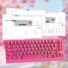 ATTACK SHARK X68 HE 60% Wired Gaming Keyboard Rapid Trigger,Actuation Point Adjustable,Magnetic Switch 8K Polling Rate,PBT Keycaps For Win,RGB Mechanical Keyboard With Coiled Cable - Màu Hồng Tươi - Xem 7