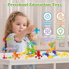 40/46 件堆叠玩具，适合 3-6 岁幼儿，儿童建筑玩具、窗户玩具、旅行玩具、益智玩具、婴儿洗澡吸盘玩具，适合男孩女孩的圣诞节生日礼物 - 彩色 - 查看 3