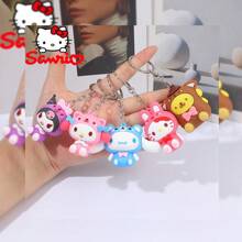 Sanrio 5 peças, , desenho animado fofo, macio, fofo, gato, série de presente, Yugui, cachorro, boneca, chaveiro, pingente, bolsa, pingente, boneca, máquina de agarrar, presente, chaveiro fofo, adequado para dar como um pequeno presente, acessórios de carro, bolsa, pingente, mochila para escola
