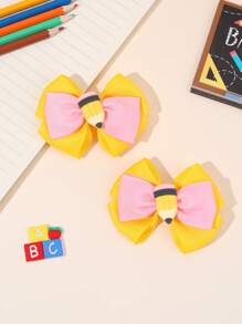 Juego de 2 o 6 pinzas para el cabello con lazos, accesorios para el cabello casuales y lindos para el primer día de clases, estudiantes, niñas, maestros