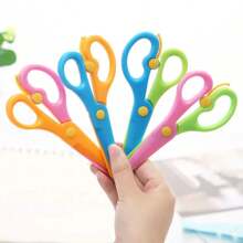 6pcs Kids Scissors, Craft Scissors For Beginners, Plastic Blade Student Art Scissors, Portable DIY Art Supplies, Random Color, Children Craft Scissors, Back To School Stationery