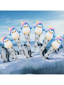 6pcs 23.7inch Penguin Handheld Rod Foil Balloons, Animal Themed Balloons For Ocean Party, Birthday Party Decorations - Penguin Holding Balloons - View 2