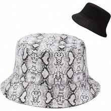 Reversible Bucket Hat For Women, Cute Beach Fisherman Style - Snakeskin - View 1