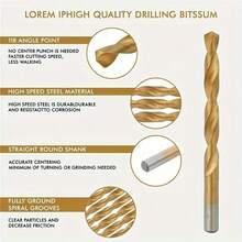 100 件钛涂层高速钢钻头套装，135° 尖端适用于 DIY 工艺品、木工、雕刻和珠宝制作 - 尺寸范围从 1/25 英寸到 1/8 英寸，圆柱形金属，麻花钻头适用于金属、木材、塑料，是家居装修的理想选择，简单的工具，方便实用