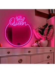 1 件装镜面霓虹灯，LED 镜面标牌，适用于卧室美容院客厅梳妆台照明墙面装饰，带开关，LED 镜面标牌，适用于卧室美容院客厅梳妆台照明墙面装饰