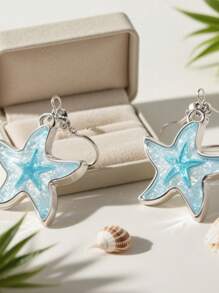 1 par de brincos pendentes de resina com design personalizado de estrela do mar para mulheres, perfeitos para cerimônias de formatura, ocasiões especiais, presente para casais