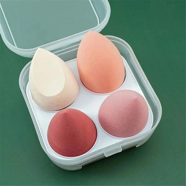 4pcs Hypoallergenic Beauty Eggs Set With Seamless Smudge Technology - Buildup, Creates A Flawless Makeup Look, Includes Transparent Cases For Hygiene And Protection, Makeup Eggs For Blending, Makeup
