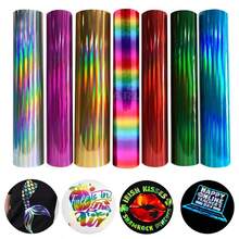 Holographic Heat Transfer Vinyl, Metallic Foil HTV Vinyl Heat Transfer Roll, 25X50CM/9.8"X19.6", For T-Shirts, Bags, Skateboards, Hats, Home, Windows, Apparel, Holiday Parties, Vinyl Chrome Iron, Easy To And Transfer