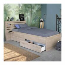 Miroytengo Cama Juvenil Eik con 2 Cajones Inferiores Roble Japonés 90x190-200 - Marrón - Ver 4