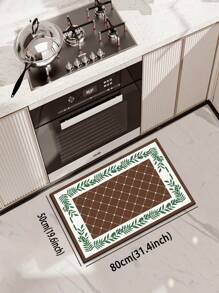 1 pezzo Tappetino da cucina in diatomite, con motivo a rombi verdi e marroni, design a grano, stile minimalista di lusso, che allevia la fatica in cucina, impermeabile e resistente allo sporco, spessore 3mm, personalizzabile, tappetino in silicone morbido e confortevole, con strato superiore in tessuto, strato intermedio in spugna e strato inferiore in gomma, adatto per cucina, bagno, ingresso, lavanderia