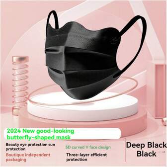 xxy 50 st/förpackning; Maskstorlek: Bredd 9,5 cm, längd överst 17,8 cm, längd underst 19 cm; Fjärilsformad, förskönande och skyddande ansiktsmask, flerfärgade alternativ för att möta människors strävan efter estetik och individualitet. Samtidigt som den skyddar hälsan, visar den även upp personlig modekänsla; Ergonomisk design för en bekväm och snygg maskprodukt.