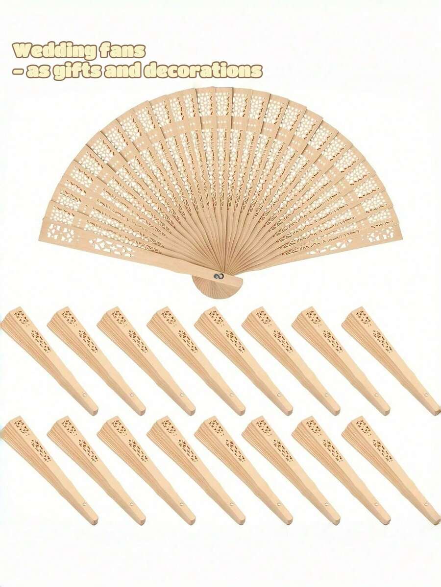 40/30/20/10 件木制婚礼扇，个性化雕花木制折叠扇，带欧根纱袋包装，优雅的木制扇子，适合婚礼回礼、新娘派对表演、宾客礼物、新娘季，非常适合婚礼、新娘送礼会、生日和家居装饰