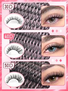 740/280PCS D Curl Individual Lash Clusters 30D+40D+50D 3 Styles 9-16mm Lash Clusters Natural Look&Waterproof&Super Light Reusable Individual Segmented False Eyelashes Eyelash Extension Kit With Make Up Tools Bond And Seal&Lash Tweezer&Lash Brushes For Self Use At Home For Daily Life&Wedding&Dating&Party&Travel