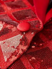 JNYXJNYX Men's Party Jacket, Suit Jacket, Checkered Pattern Design, Suitable For Husbands To Attend Parties And Gatherings,Halloween, Dress Up - Red - View 6