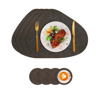 Manteles individuales y posavasos, manteles individuales lavables de doble cara antideslizantes manteles individuales redondos, manteles individuales de aspecto platos posavasos, aislamiento protege la mesa