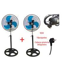 Ventilador PREMIUM cabeza giratoria 360 grados de pie grande Industrial Juego de 2 ventiladores Aspa metalica 3 aspas  altura regulables 90w AIRE MUY FUERTE ajuste 3 velocidades 18pulgadas calidad premium garantizado