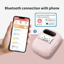 Marklife Marklife P50 Pink Thermal Label Maker, Mini Thermal Sticker Barcode Label Printer Without Ink, Suitable For Business, Home, And Office Use, Compatible With Android And Apple Systems, With 1 Roll Of 1.57*1.18inch White Label Paper