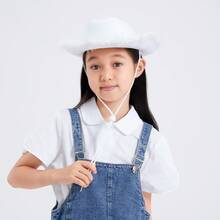 Women Girls Boys Cowboy Hat Classic Roll Up Brim Fedora Cowgirl Hat Western Cowboy Hat Stage Performance Hat - White With Fur - View 5