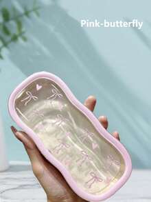 1pc Minimalist Floral Bow Wavy Eyeglass Case, Creative Personalized Glasses Storage Box, Simple Butterfly & Kitty Eyewear Holder For Students