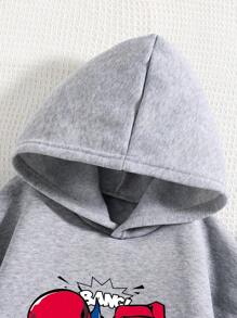 Tween Boy Cartoon Print Warm Sweatshirt - Grey - View 3