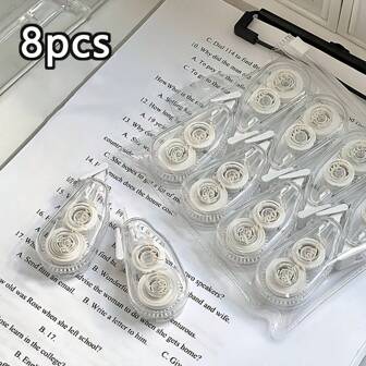 8-Pack Transparent Mini Correction Tape - Cute Portable Student-Sized Smooth Gliding Eraser For Note-Taking, Exams & On-The-Go Fixes - Compact Design Fits In Pocket Or Pencil Case, Exam Stationery, Playful Stationery, Smooth Application,School Supplies,Back To School