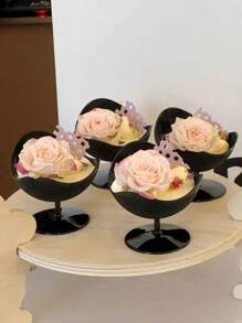 10 Stücke/Set einzigartige Form klare und schwarze Kunststoff Dessertbecher - Einweg-Muschelformen für Mousse, Eis, Vorspeisen, Käsepudding - Multifunktionale Party-Accessoires für Hochzeiten, Geburtstage, Junggesellinnenabschiede, Abschlüsse und Festivals
