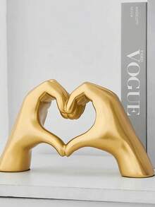 Heart Hand Gesture Polyresin Decoration, Room Decor, Christmas Decorations, Bedroom Decor - Gold - View 3