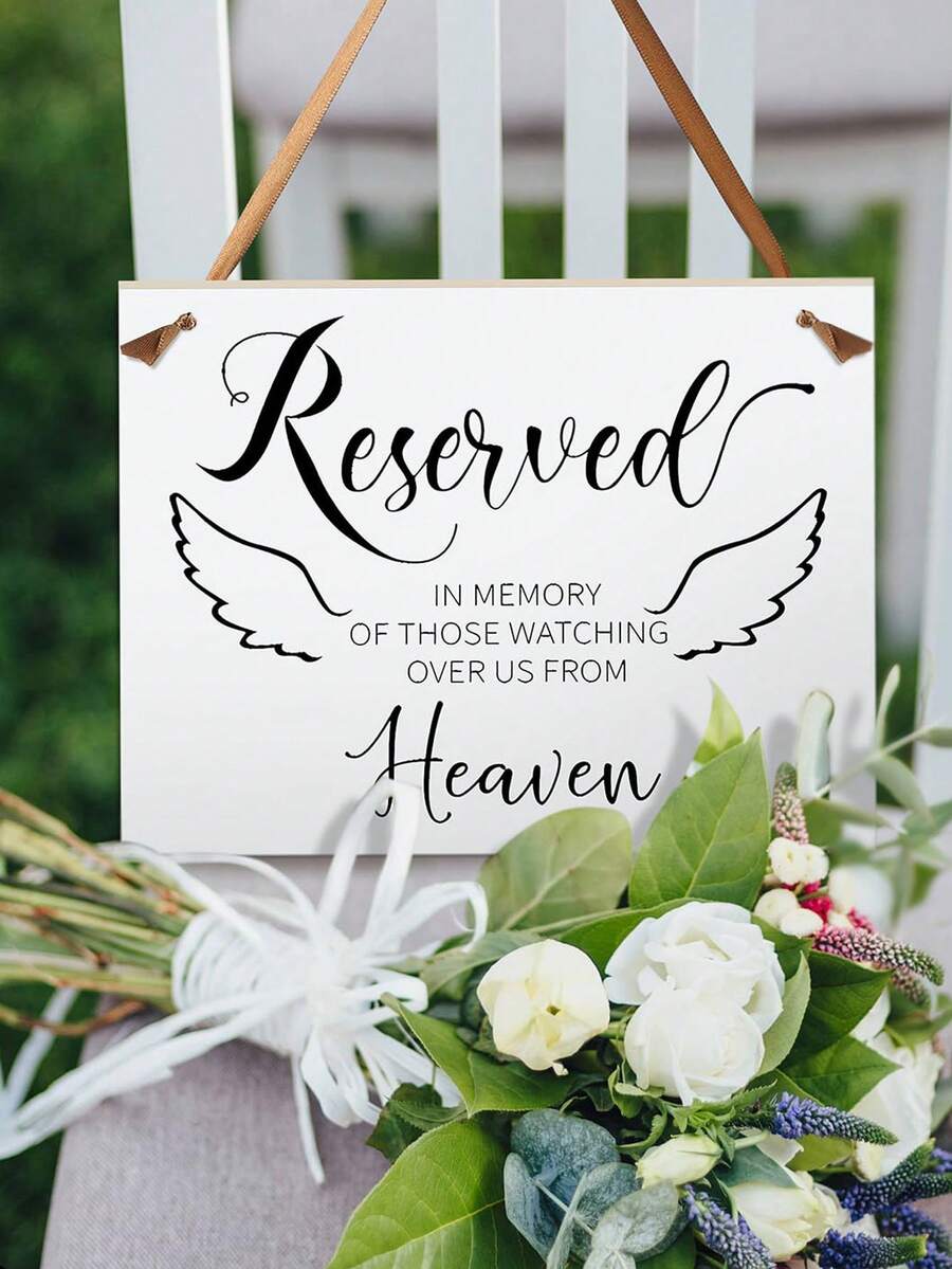 Reserved Wedding Sign (Wooden) - In Memory Of Departed Parents, Celebrating Their Wedding In Heaven, Ceremony Seating Banner (Eucalyptus)