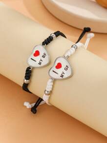 ATLVXJL 2 pièces Ensemble de bracelets lumineux pour couples "J'AIME MON PETIT AMI" et "J'AIME MA PETITE AMIE", ensemble de bijoux de mode décontractée, cadeau pour les couples, convient pour un port quotidien et les jours fériés (Saint-Valentin, Halloween)