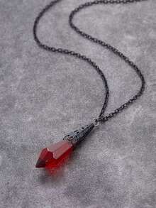1PC Gothic Vampire Blood Red Colour Imitation Crystal Necklace Women Man Pagan Witch Jewelry Demon Vampire Black Colour Chain Lovers Crystal Pendant Choker - Pendant Necklace - View 4