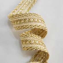 A Roll Of 1-Meter Polyester Double-Sided Diagonal Gold Bar, Middle Gold Ladder Woven Strap, Apricot Base/White Base/Black Base, Middle Eastern Long Robe Decorative Auxiliary Materials, Decorative Woven Inlaid Strap, Gold Wire Woven Strap, Arab Long Robe Clothing Auxiliary Materials, Long Robe Decoration, DIY Handmade Materials
