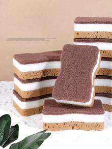 1pc/3pcs/5pcs/10pcs/Set Wavy Double-Sided Cleaning Sponge, Powerful Scrubbing Sponge For Dish Washing And Kitchen Cleaning