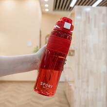 1pc 26oz/32oz Transparent/Frosted Plastic Water Bottle With Lid & Handle, Leak-Proof, Suitable For Students, Outdoor Sports, Travel, Gifts For Various Occasions - Multicolor - View 14