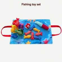 Juguete de aprendizaje de pesca de tela con , juego de pesca de emparejamiento numérico, alfombra de juego plegable y portátil