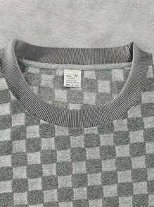 Men's Sports Suit Summer New Korean High Street Jacquard Plaid T-Shirt Shorts Two-Piece Set Male Casual Retro Loose O-Neck Top  Plaid    Spring/Fall  Summer    Regular Fit    Drawstring  Pocket