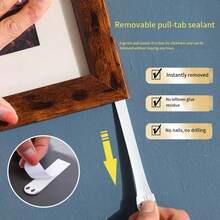 12 Pairs (24 Pcs) Picture Hanging Kit, Heavy Duty Adhesive Hanger, Strong Double-Sided Hook & Loop Tape, No Nails Sticky Wall Strips, Removable Damage-Free - White - View 1
