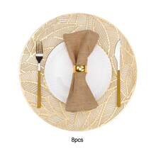 1/4/6/8pcs Oval Foil Coasters - Heat Insulation, Non-Slip, All Season Use, Easy To Clean, Suitable For Hotel, Restaurant, Western Dining Decor, Thermal Insulation Mat, Multipurpose Coaster, Enhance Dining Table Aesthetics, Practical & Fashionable! - PP Round Placemat - View 13