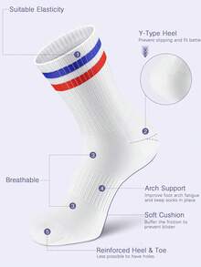 3/6 双女士及膝袜，秋冬保暖纯色运动大腿袜 - 彩色 - 查看 5