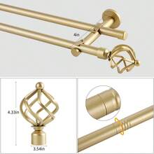 IsEasy Curtain Rod 25mm Curtain Rod 1 Track 2 Tracks Stainless Steel Metal 80-280cm - 金色-2-läufig - 查看 5